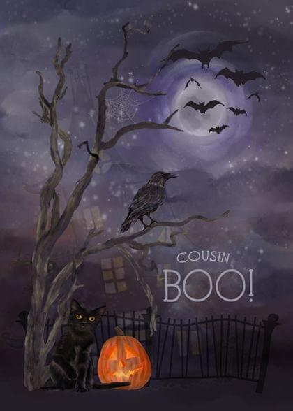 Send this &quot;Bats and Jack O'lanterns&quot; Halloween card w/ your own handwriting by mail directly from Signed. No need to leave your house. Do it all online for $7.99!