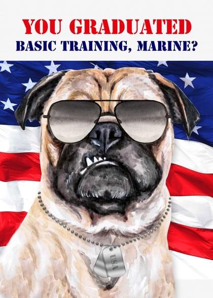 Dogs and Pugs Graduation (Military) Card with your own Handwriting ...
