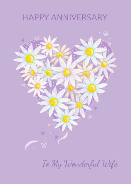 Send this "Daisies and Hearts" Anniversary (Wedding) card w/ your own handwriting by mail directly from Signed. No need to leave your house. Do it all online for $7.99!