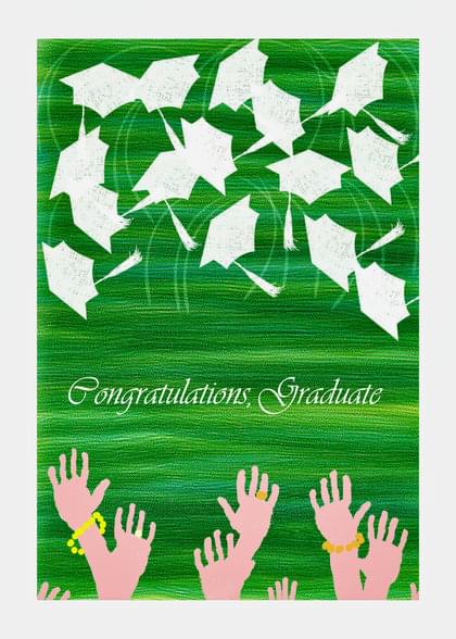 Send this "Graduation Caps" Graduation (High School) card w/ your own handwriting by mail directly from Signed. No need to leave your house. Do it all online for $7.99!