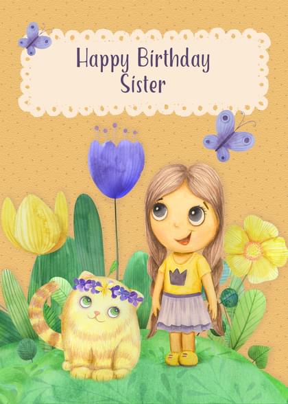 Send this &quot;Cats and Flowers&quot; Birthday card w/ your own handwriting by mail directly from Signed. No need to leave your house. Do it all online for $7.99!