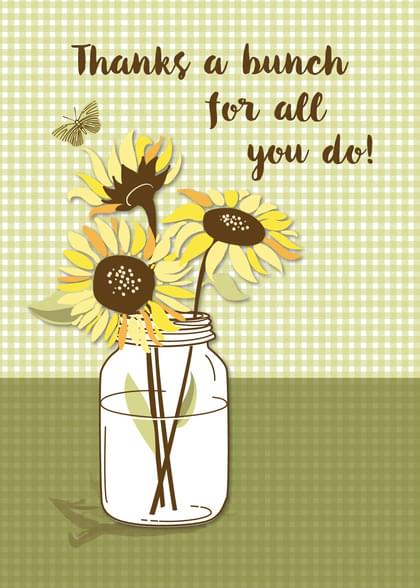 Send this "Sunflowers" Boss's Day card w/ your own handwriting by mail directly from Signed. No need to leave your house. Do it all online for $7.99!