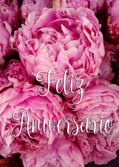 Send this &quot;Peonies and Simply Happy Birthday&quot; Anniversary (Any) card w/ your own handwriting by mail directly from Signed. No need to leave your house. Do it all online for $7.99!