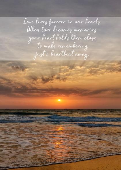 Send this "Beach and Sunrise/Sunset" Sympathy (People) card w/ your own handwriting by mail directly from Signed. No need to leave your house. Do it all online for $7.99!