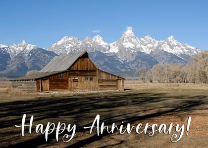 Send this "Mountains and Cabins" Anniversary (Any) card w/ your own handwriting by mail directly from Signed. No need to leave your house. Do it all online for $7.99!