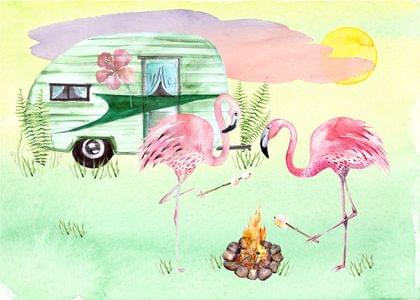 Send this "Campers and Flamingos" I Love Us/We're Good Together card w/ your own handwriting by mail directly from Signed. No need to leave your house. Do it all online for $7.99!
