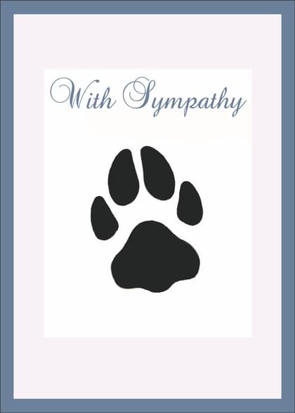 Send this &quot;Paw Prints&quot; Sympathy (Animals) card w/ your own handwriting by mail directly from Signed. No need to leave your house. Do it all online for $7.99!
