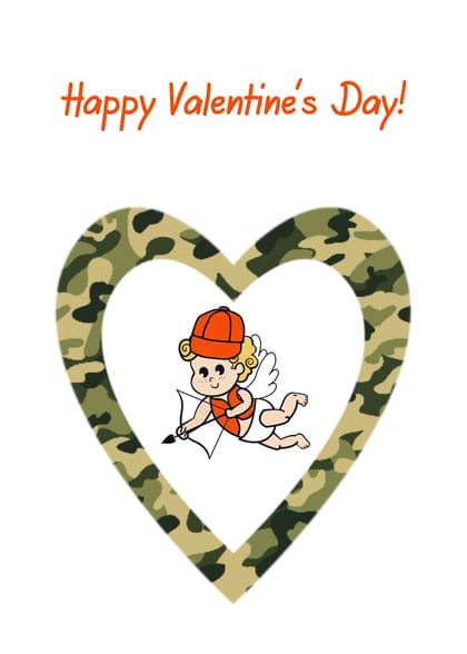 Send this "Hunters and Cupid" Valentine's Day card w/ your own handwriting by mail directly from Signed. No need to leave your house. Do it all online for $7.99!