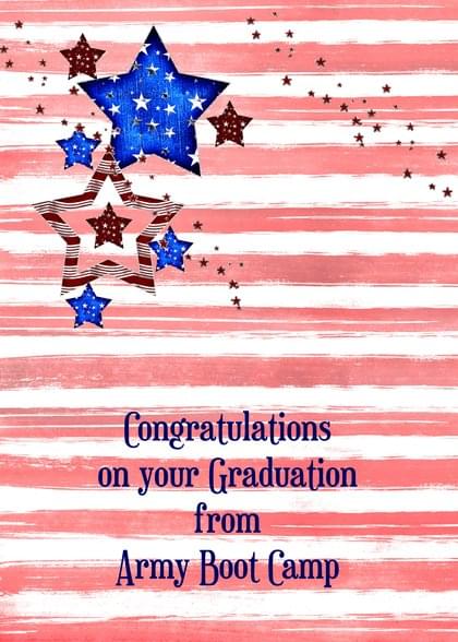 Send this "Military Service and Stars" Graduation (Military) card w/ your own handwriting by mail directly from Signed. No need to leave your house. Do it all online for $7.99!
