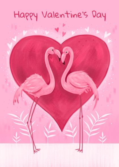 Send this "Flamingos and Hearts" Valentine's Day card w/ your own handwriting by mail directly from Signed. No need to leave your house. Do it all online for $7.99!