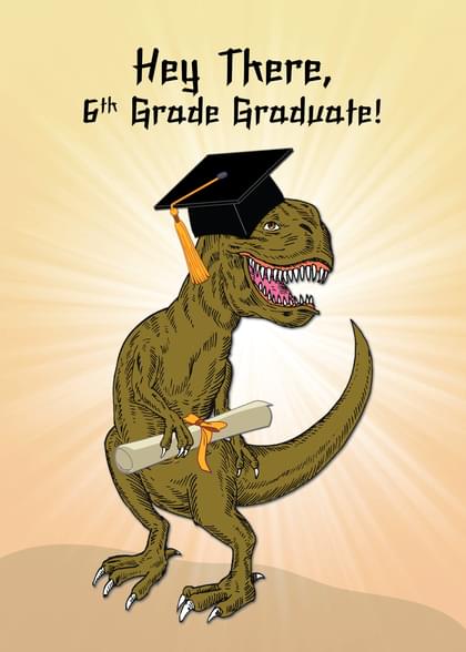 Send this "Dinosaurs and Graduation Caps" Graduation (Other) card w/ your own handwriting by mail directly from Signed. No need to leave your house. Do it all online for $7.99!