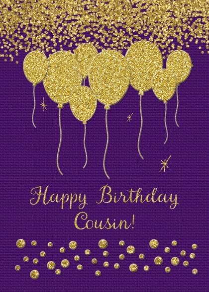 Happy Birthday Cousin Karte – Regenbogen-Design Mit Goldfolie, Leer Innen Für Persönliche Nachricht
