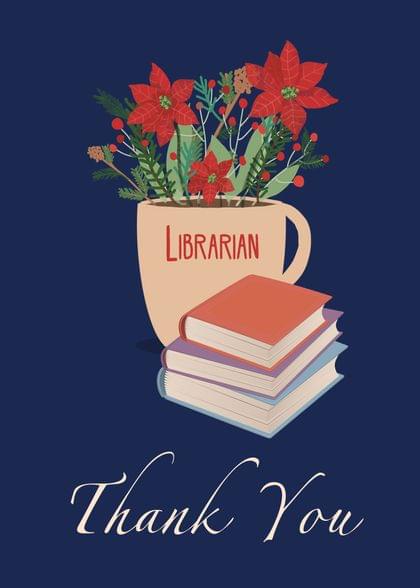Send this "Books and Poinsettias" Thank You (Other) card w/ your own handwriting by mail directly from Signed. No need to leave your house. Do it all online for $7.99!