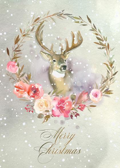 Snow and Deer Christmas Card with your own Handwriting. Taylor Art And ...