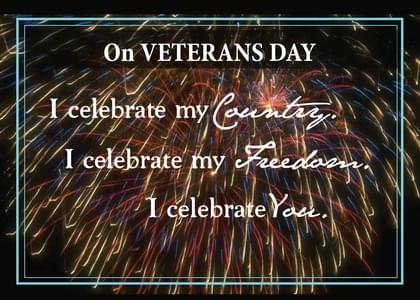 Send this "Fireworks" Veteran's Day card w/ your own handwriting by mail directly from Signed. No need to leave your house. Do it all online for $7.99!