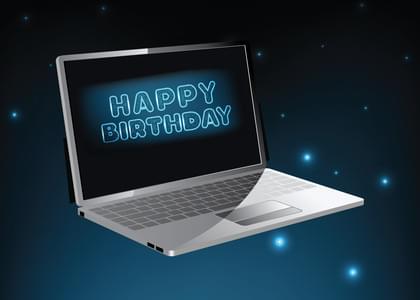 Send this &quot;Computers and Best Wishes Birthday&quot; Birthday card w/ your own handwriting by mail directly from Signed. No need to leave your house. Do it all online for $7.99!