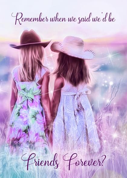 Send this "Cowgirls and Girly" Friends card w/ your own handwriting by mail directly from Signed. No need to leave your house. Do it all online for $7.99!