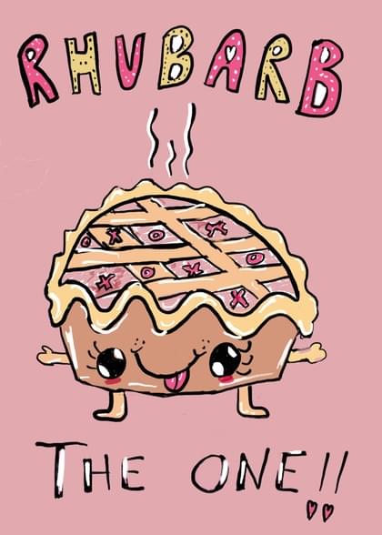 Send this &quot;Rhubarb and Desserts&quot; Funny card w/ your own handwriting by mail directly from Signed. No need to leave your house. Do it all online for $7.99!