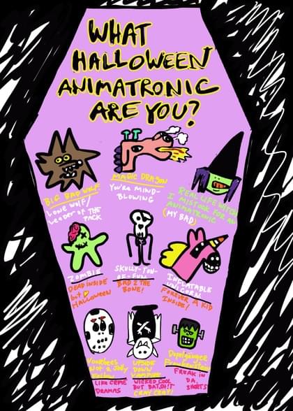 Send this &quot;Cartoons and Witches&quot; Halloween card w/ your own handwriting by mail directly from Signed. No need to leave your house. Do it all online for $7.99!