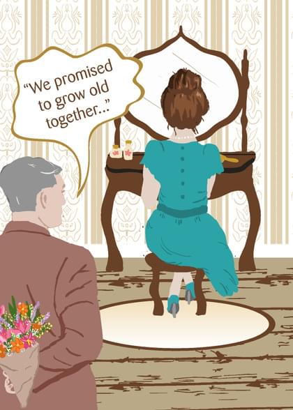 Send this "Couples and Bouquet Of Flowers" Anniversary (Wedding) card w/ your own handwriting by mail directly from Signed. No need to leave your house. Do it all online for $7.99!