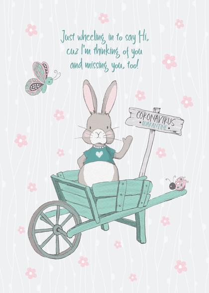 Send this "Bunnies and Covid" Thinking Of You card w/ your own handwriting by mail directly from Signed. No need to leave your house. Do it all online for $7.99!