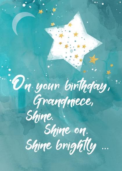 On your birthday, Grandniece Shine. Shine on. Shine brightly ...