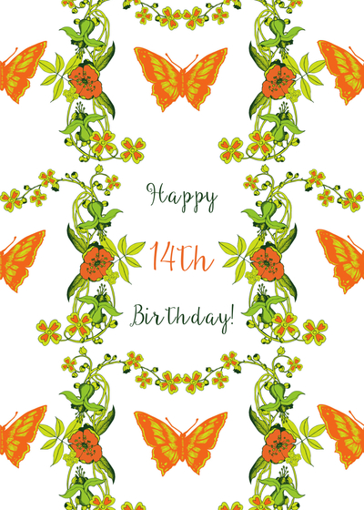 Artery8 Biglietto D'Auguri Per Bambini Con Farfalla, Fiore E Cavallo - Collage Natura Per Compleanno
