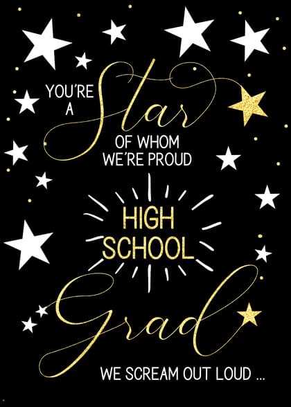 Stars and School Graduation (High School) Card with your own ...
