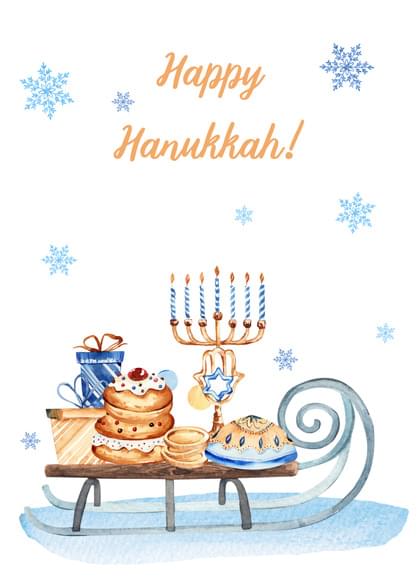 Snowflakes and Menorahs Hanukkah Card with your own Handwriting. Venus ...