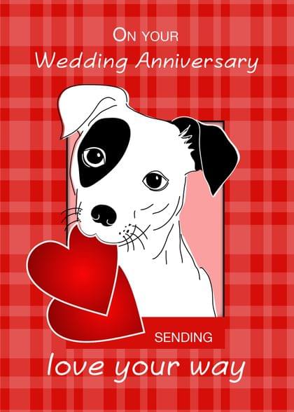 Send this &quot;Dogs and Non Romantic Birthday&quot; Anniversary (Wedding) card w/ your own handwriting by mail directly from Signed. No need to leave your house. Do it all online for $7.99!