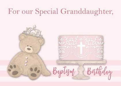 Birthday Card For Granddaughter - Pink Teddy Bear Design From Grandma & Grandpa