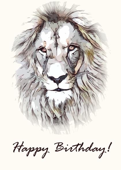 Send this &quot;Lions&quot; Birthday card w/ your own handwriting by mail directly from Signed. No need to leave your house. Do it all online for $7.99!