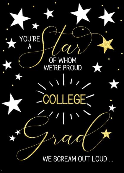 Stars and School Graduation (College) Card with your own Handwriting ...