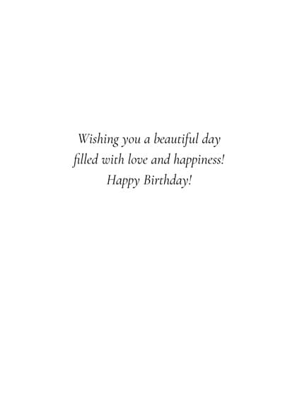 Wishing you a beautiful day filled with love and happiness! Happy Birthday!