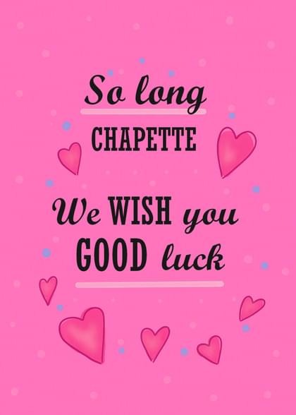 Hearts and Pink Best Wishes/Good Luck Card with your own Handwriting ...