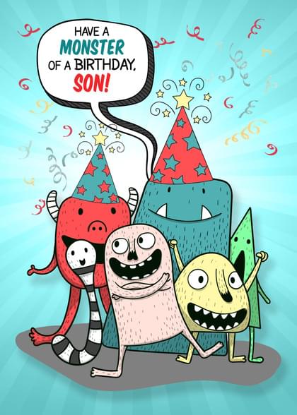 Send this "Monsters and Party Hats" Birthday card w/ your own handwriting by mail directly from Signed. No need to leave your house. Do it all online for $7.99!